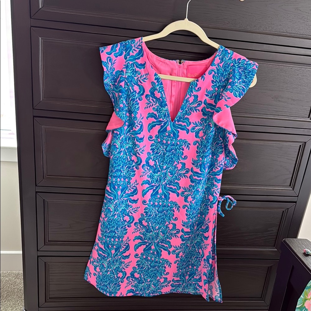Lilly Pulitzer Pink and Blue Ruffle Dress